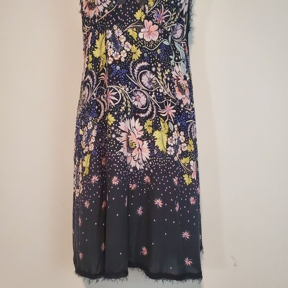 Free People Intimately Dress Medium Black Floral Longwood Slip Fairy Whimsy Boho - Picture 4 of 15